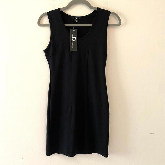 DAVID LERNER black bodycon scoop neck dress nwt - Picture 2 of 6